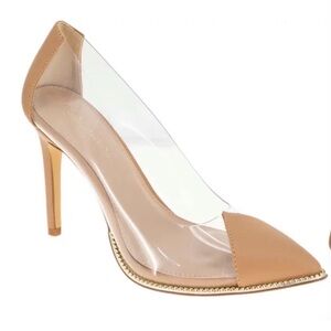BCBGeneration Tan and Clear Heels